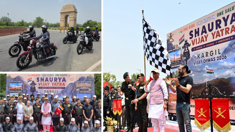 कारगिल विजय दिवस 2026: रक्षा मंत्री राजनाथ सिंह ने ‘शौर्य विजय यात्रा’ को दिखाई हरी झंडी, 1,900 किमी की यात्रा पर निकले 28 राइडर्स